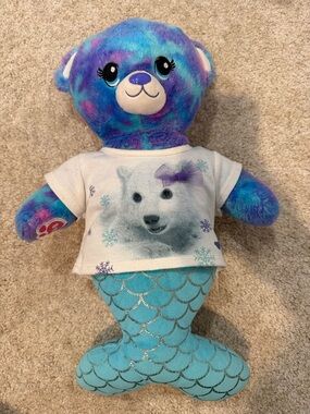 Build-A-Bear Blue & Purple Plush Mermaid Bear with White Tee